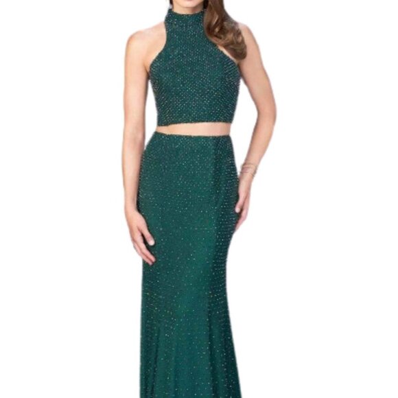 NWT La Femme 24158 Prom Dress Forest Green Size 2 - Picture 1 of 5